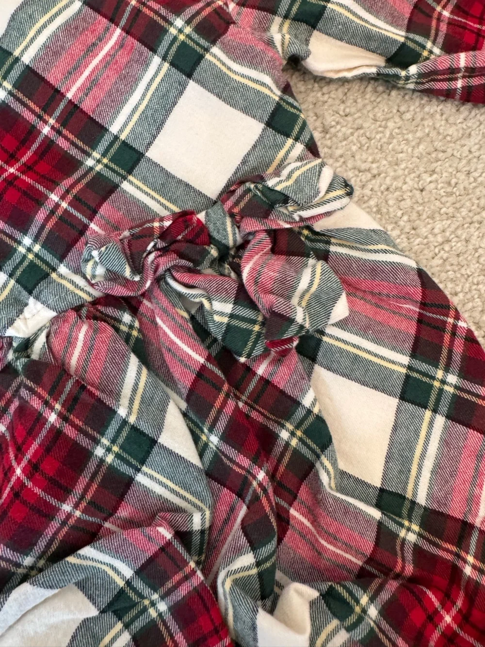 Gymboree Red Green Cream Plaid Baby Dress with Bow